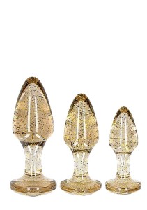 Acrylic Goldchip Butt Plug Set akcesoria erotyczne – 3 szt., złote