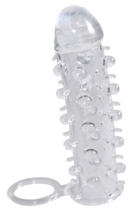 Nakładka na penisa przedłużająca 2 cm – przezroczysta, z wypustkami - 2