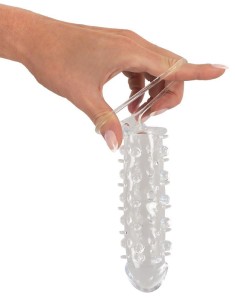 Nakładka na penisa przedłużająca 2 cm – przezroczysta, z wypustkami - 6