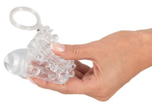 Nakładka na penisa przedłużająca 2 cm – przezroczysta, z wypustkami - 7