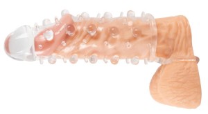 Nakładka na penisa przedłużająca 2 cm – przezroczysta, z wypustkami - 8