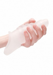 Nakładka na penisa wydłużająca – przezroczysta, z paskiem mocującym - 8