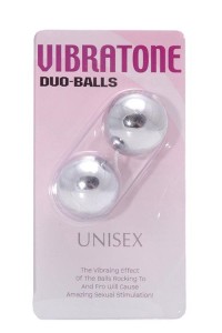 Vibratone Duo Balls Silver kulki gejszy – z wibracjami, wodoodporne