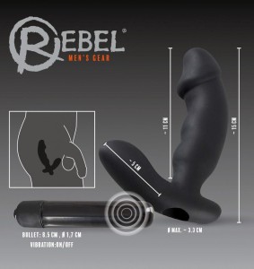 Rebel wibrator analny z dodatkowym stymulatorem – czarny - 7