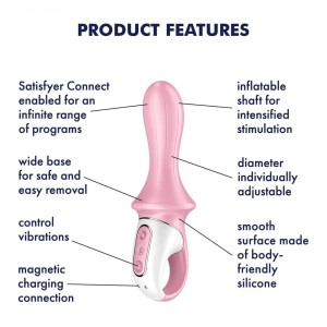Satisfyer Air Pump Booty 5+ - korek analny sterowany telefonem czerwony - 6