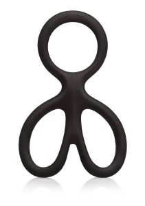 Silicone Pierścień erekcyjny elastyczny – czarny, wspierający mosznę - 3