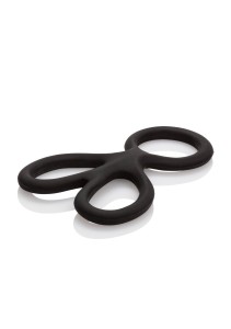 Silicone Pierścień erekcyjny elastyczny – czarny, wspierający mosznę - 4