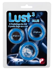 Lust pierścień erekcyjny silikonowy – niebieski, 3 rozmiary - 1