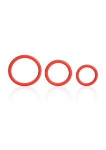 Tri-Rings pierścienie erekcyjne silikonowe – czerwone, rozciągliwe - 1