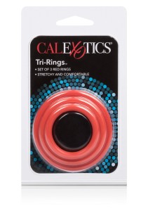 Tri-Rings pierścienie erekcyjne silikonowe – czerwone, rozciągliwe - 2
