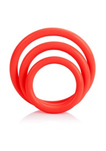 Tri-Rings pierścienie erekcyjne silikonowe – czerwone, rozciągliwe - 3