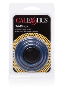 Tri-Rings pierścienie erekcyjne silikonowe – niebieskie, rozciągliwe - 2