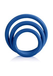Tri-Rings pierścienie erekcyjne silikonowe – niebieskie, rozciągliwe - 3