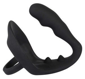 Black Velvets pierścień erekcyjny z zatyczką analną i mostkiem na krocze - 3