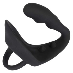 Black Velvets pierścień erekcyjny z zatyczką analną i mostkiem na krocze - 4