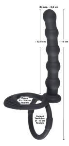 Black Velvets pierścień erekcyjny z analnym dildo - 9