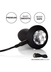 Petite Crystal Probe analny korek wibrujący z kryształkiem czarny - 7