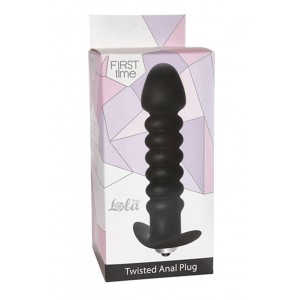 Twisted Vibrating analny korek wibrujący silikonowy czarny 11 cm - 1