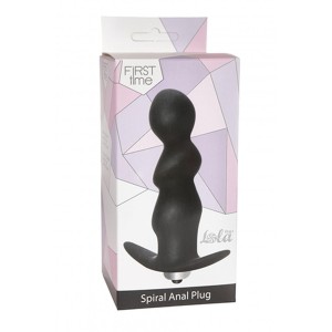 Spiral analny korek wibrujący silikonowy czarny ryflowany 9,5 cm - 1