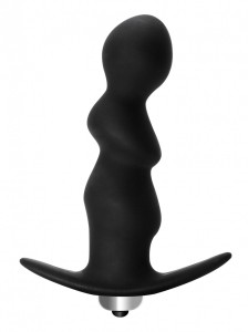 Spiral analny korek wibrujący silikonowy czarny ryflowany 9,5 cm - 3