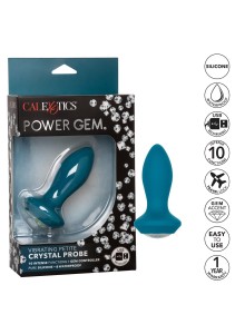 Power Gem analny korek wibrujący silikonowy niebieski z kryształkiem - 8