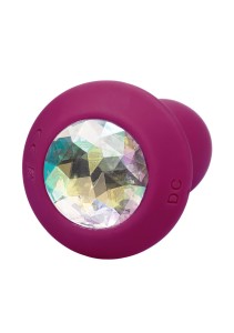 Power Gem analny korek wibrujący silikonowy z kryształkiem fioletowy - 3