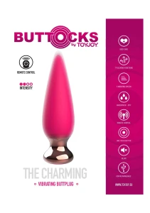 TOYJOY Buttocks Charming analny korek wibrujący różowy z pilotem - 5