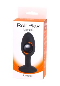 Roll Play Large analny korek silikonowy z kulką z przyssawką czarny - 2