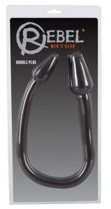 Nature Skin Double Plug analny korek żelowy podwójny czarny - 1