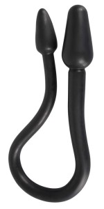 Nature Skin Double Plug analny korek żelowy podwójny czarny - 2