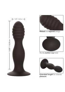 CalExotics Ribbed Anal Stud analny korek silikonowy żebrowany czarny - 3
