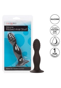 CalExotics Ribbed Anal Stud analny korek silikonowy żebrowany czarny - 4