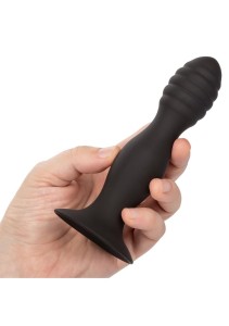 CalExotics Ribbed Anal Stud analny korek silikonowy żebrowany czarny - 5