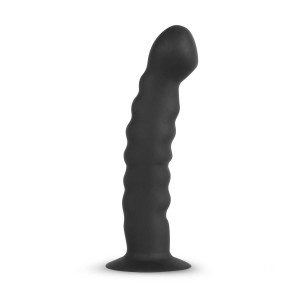 Strap-on silikonowy z uprzężą – regulowane paski, 13 cm, czarny - 2