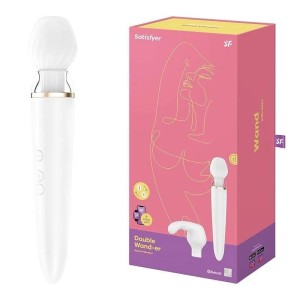 Satisfyer Double Wand-er Woman - wibrator łechtaczkowy sterowany telefonem biały - 4