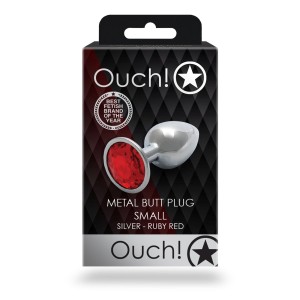 Ouch! zatyczka analna z klejnotem – 6,2 cm, srebrna, metalowa powierzchnia - 2