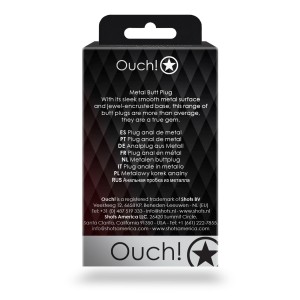Ouch! zatyczka analna z klejnotem – 6,2 cm, srebrna, metalowa powierzchnia - 4