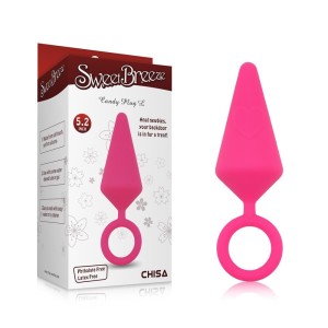 Sweet Breeze Candy Plug L analny korek silikonowy różowy z uchwytem - 1
