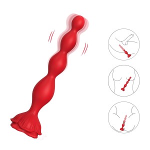 Rosestick analny korek wibrujący silikonowy czerwony - 2