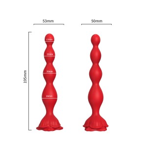 Rosestick analny korek wibrujący silikonowy czerwony - 3