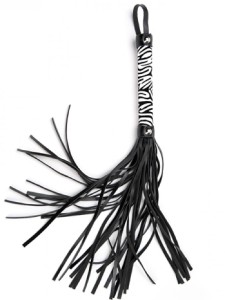 White Small Leopard Flogger pejcz – skóra PU, drewniana rączka - 1
