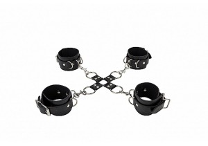 Ouch! Leather Hand And Leg Cuffs kajdanki skórzane – regulowane - 3