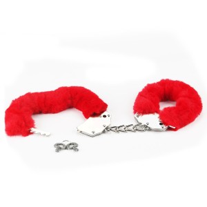 Lovetoy kajdanki BDSM wyściełane – metalowe, czerwone, na kluczyk - 4