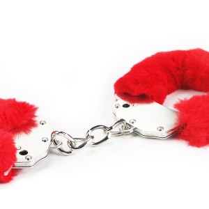 Lovetoy kajdanki BDSM wyściełane – metalowe, czerwone, na kluczyk - 5