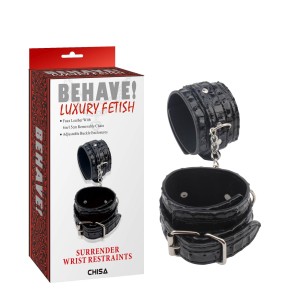 Surrender Wrist Restraints kajdanki BDSM regulowane – PU, hak metalowy - 1