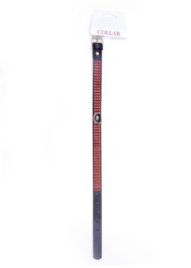 Fetish B-Series obroża BDSM z kryształkami – Red Line, czerwona - 4