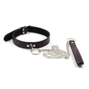 Toyz4Lovers Easy Collar obroża z metalową smyczą – z sercami - 1