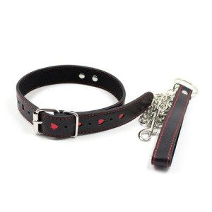 Toyz4Lovers Easy Collar obroża z metalową smyczą – z sercami - 2