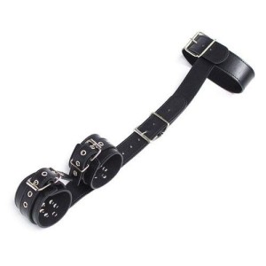 Easy Back Cuffs+Collar Restraint obroża BDSM – regulowana, czarna