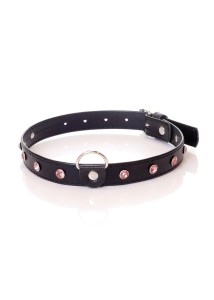 Fetish B Series Collar obroża – z różowymi kryształkami, 2 cm - 1